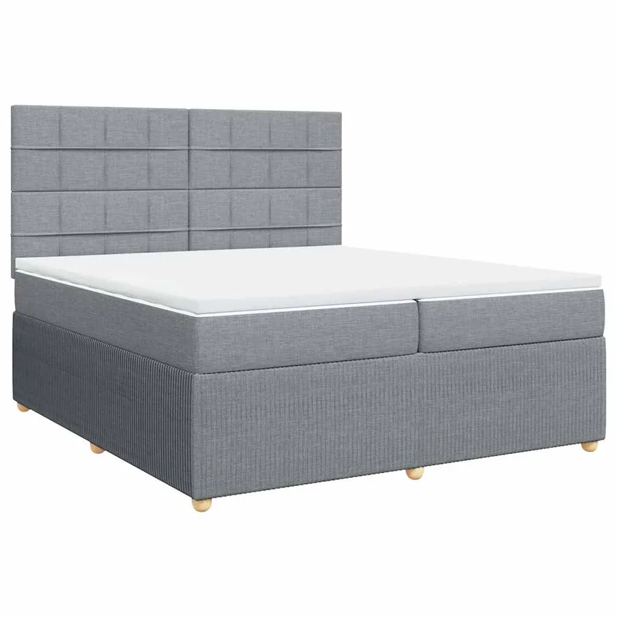 Sommier à lattes de lit avec matelas Gris clair 200x200cm Tissu - 3