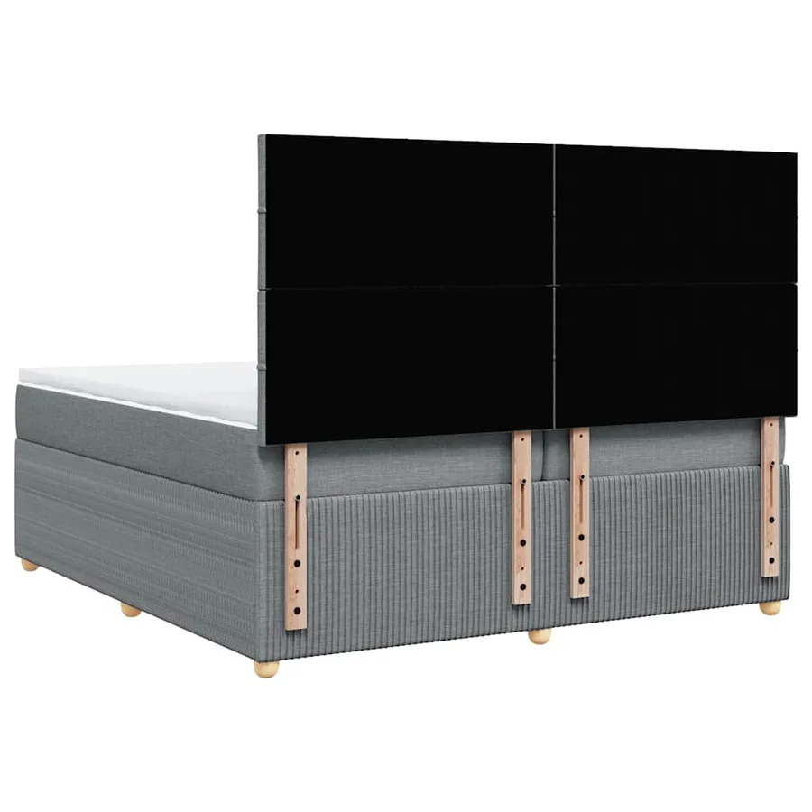Sommier à lattes de lit avec matelas Gris clair 200x200cm Tissu - 8