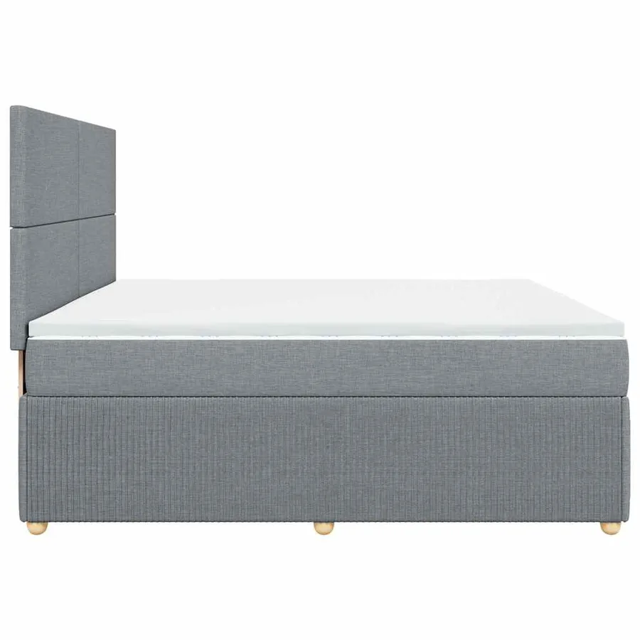 Sommier à lattes de lit avec matelas Gris clair 200x200cm Tissu - 7