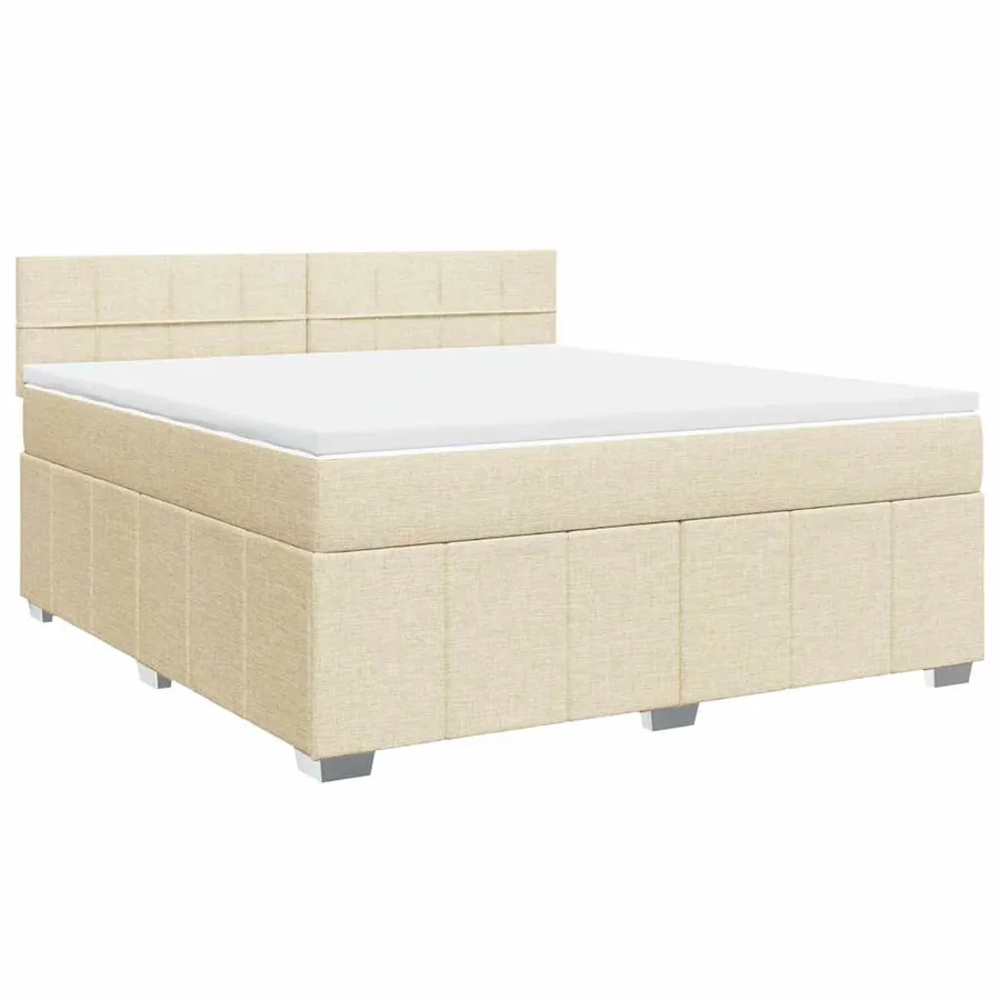Sommier à lattes de lit avec matelas Crème 180x200 cm Tissu - 2