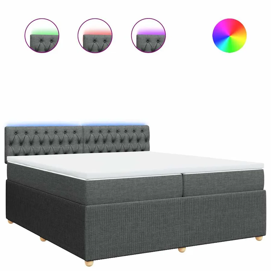 Sommier à lattes de lit avec matelas Gris foncé 200x200cm Tissu - 2