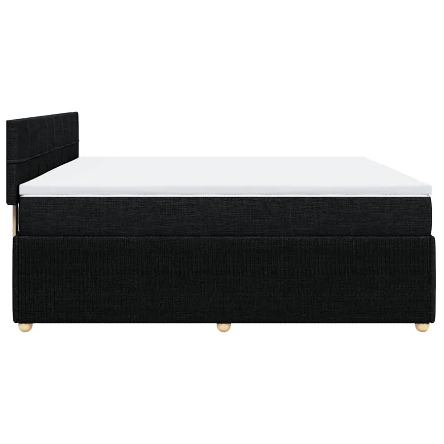 Sommier à lattes de lit avec matelas Noir 200x200 cm Tissu - 5