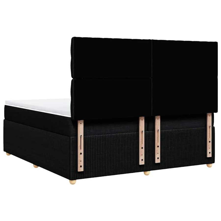 Sommier à lattes de lit avec matelas Noir 200x200 cm Tissu - 6