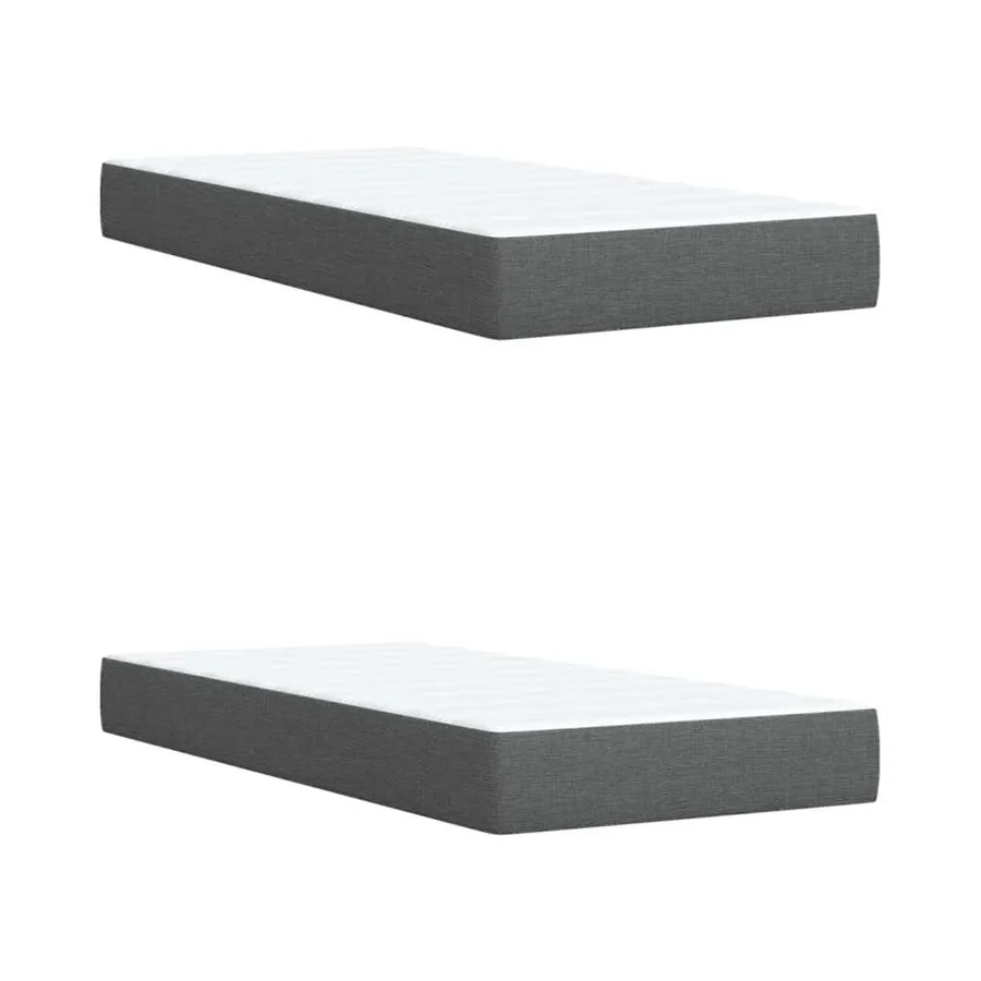 Sommier à lattes de lit avec matelas Gris foncé 200x200cm Tissu - 9