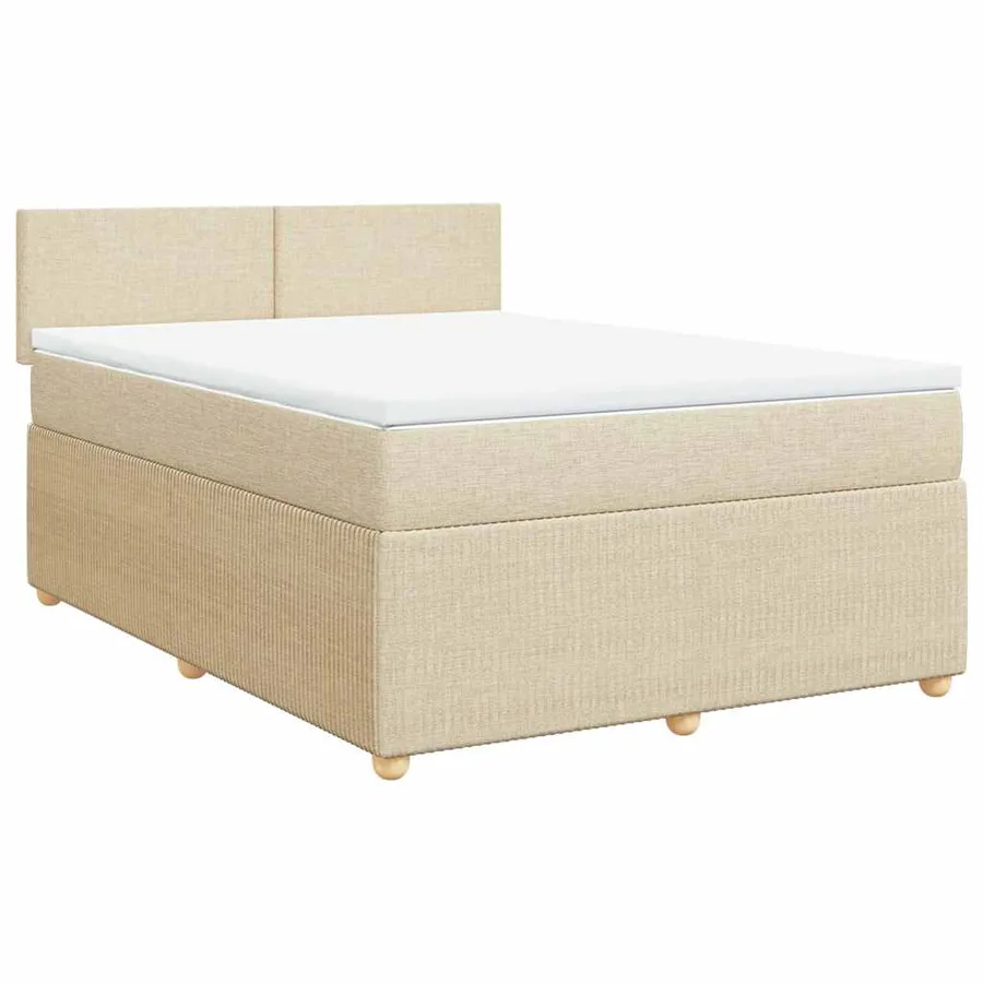 Sommier à lattes de lit avec matelas Crème 140x190 cm Tissu - 3