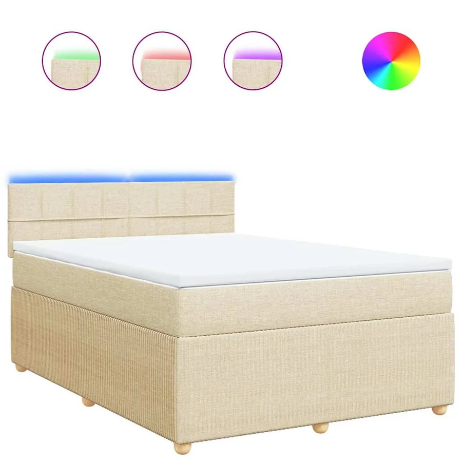 Sommier à lattes de lit avec matelas Crème 140x190 cm Tissu - 2