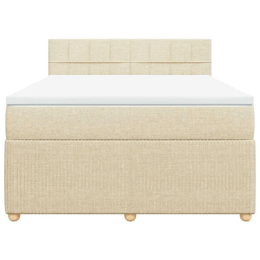 Sommier à lattes de lit avec matelas Crème 140x190 cm Tissu - 6