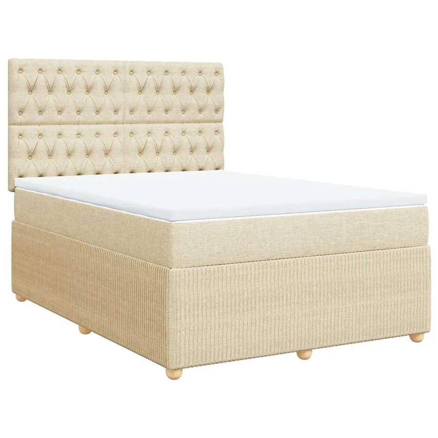 Sommier à lattes de lit avec matelas Crème 140x190 cm Tissu - 2