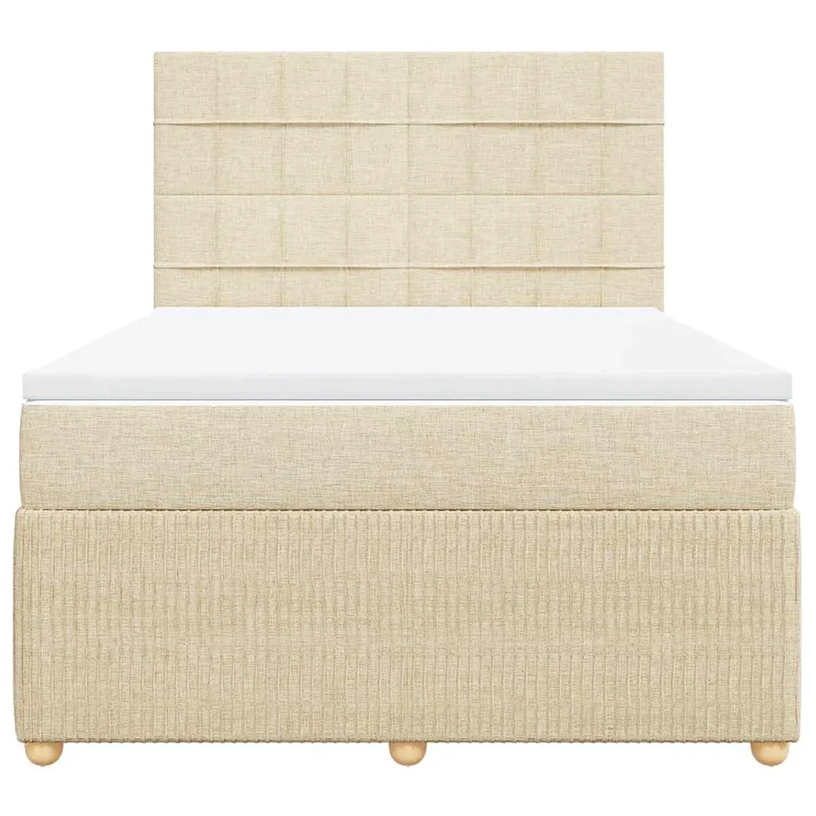 Sommier à lattes de lit avec matelas Crème 140x190 cm Tissu - 4