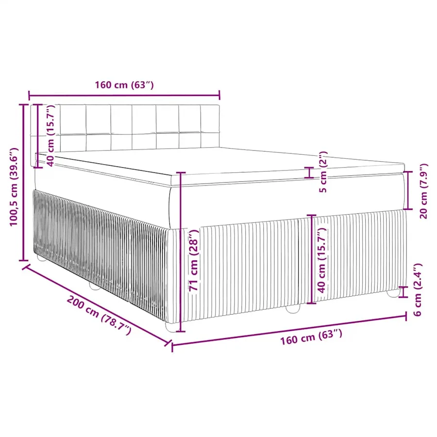 Sommier à lattes de lit avec matelas Crème 160x200 cm Tissu - 18