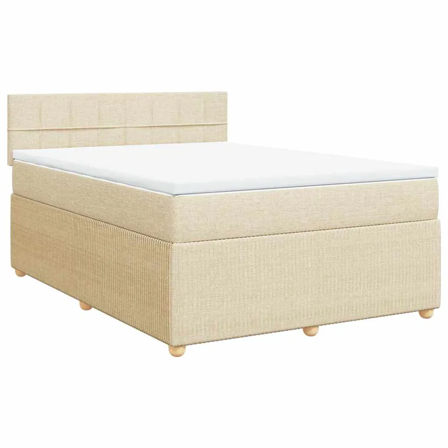 Sommier à lattes de lit avec matelas Crème 160x200 cm Tissu - 3