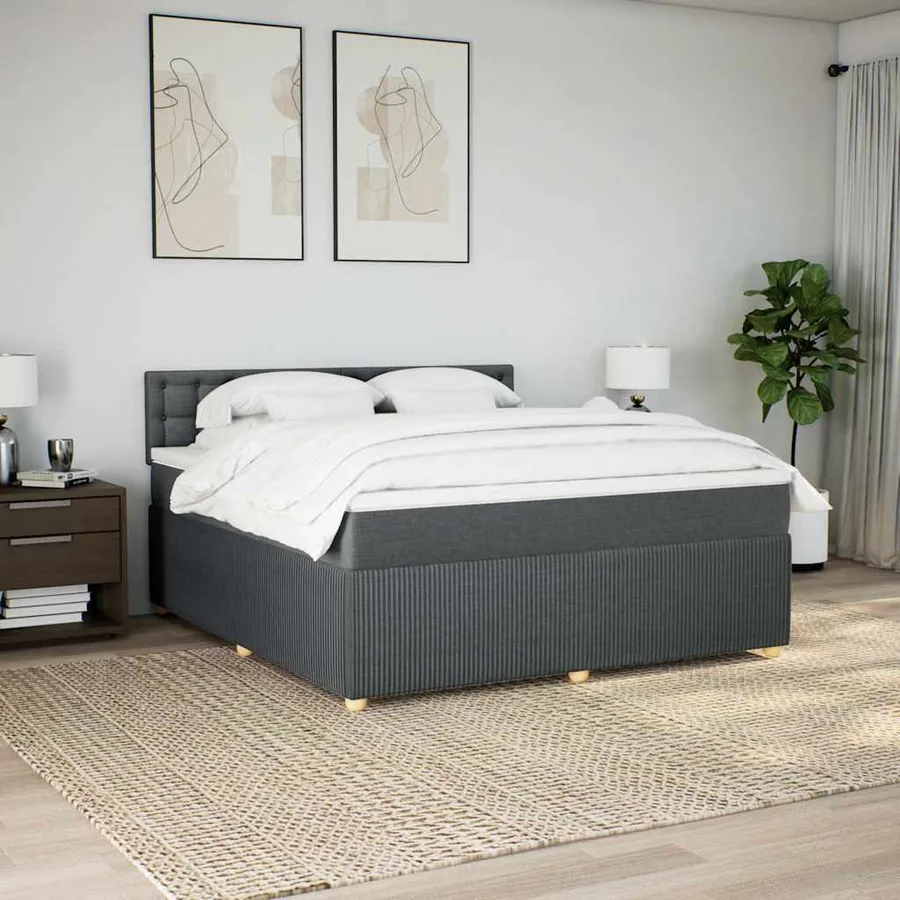 Sommier à lattes de lit avec matelas Gris foncé 180x200cm Tissu - 4