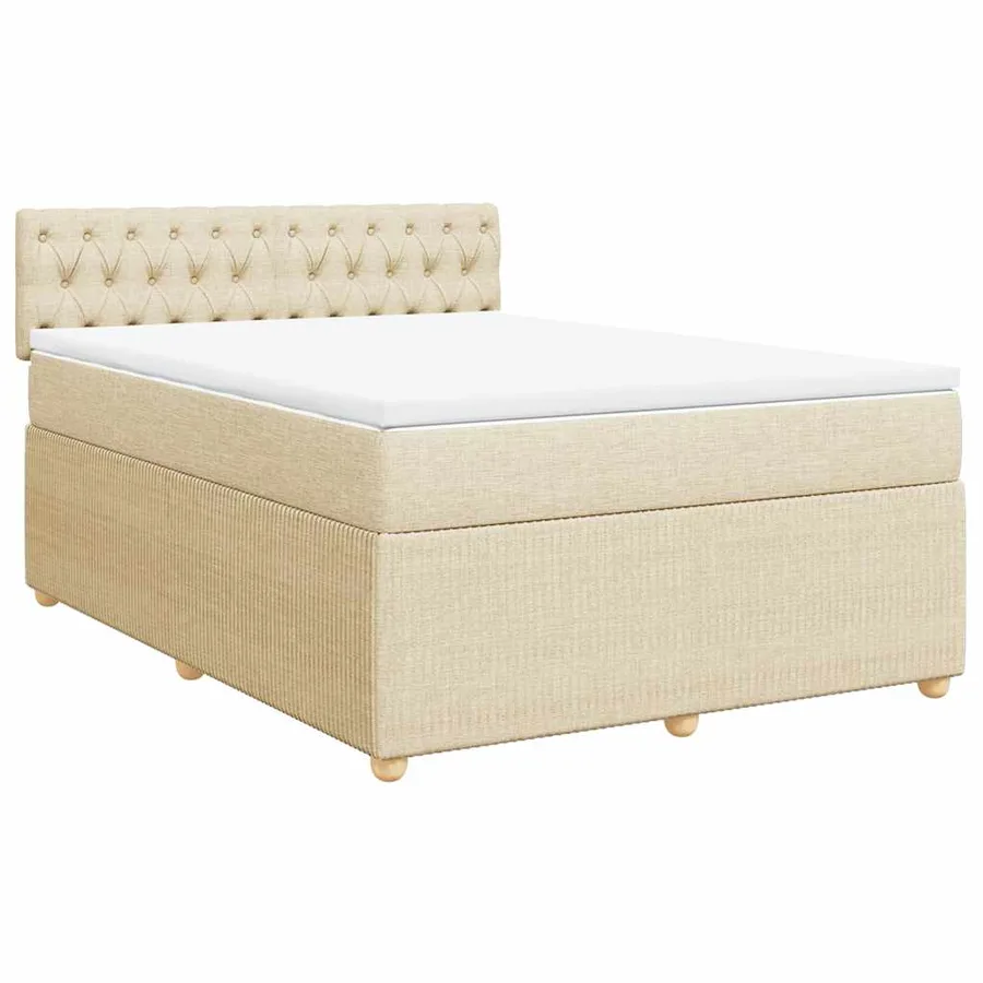Sommier à lattes de lit avec matelas Crème 160x200 cm Tissu - 3