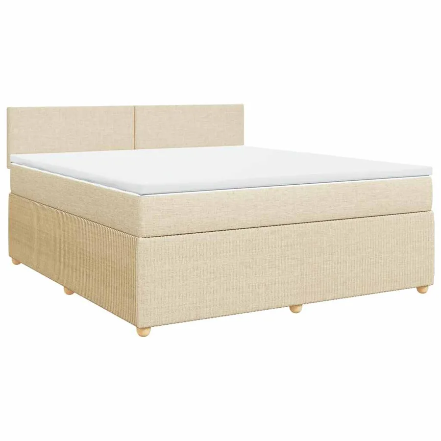 Sommier à lattes de lit avec matelas Crème 180x200 cm Tissu - 3