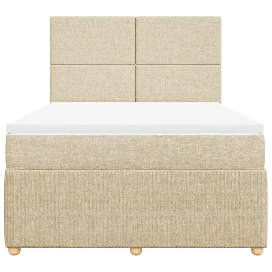 Sommier à lattes de lit avec matelas Crème 160x200 cm Tissu - 4