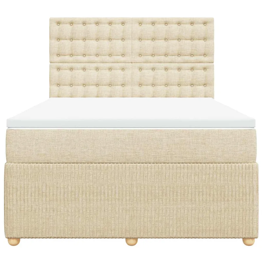 Sommier à lattes de lit avec matelas Crème 160x200 cm Tissu - 4