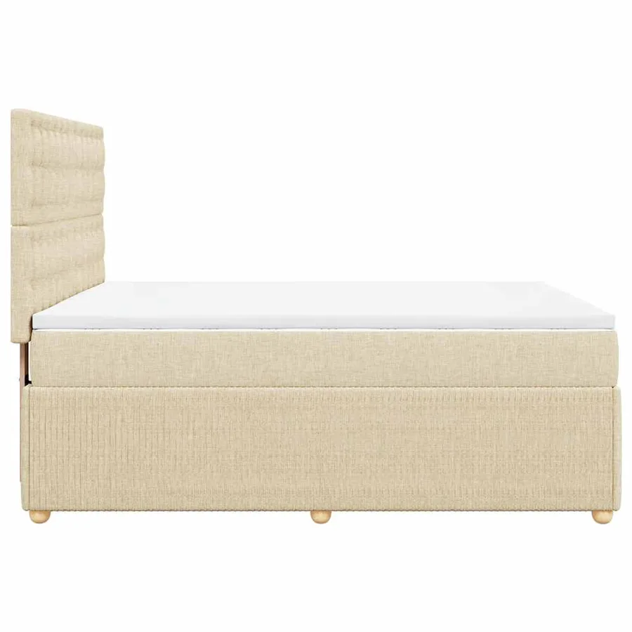 Sommier à lattes de lit avec matelas Crème 160x200 cm Tissu - 5