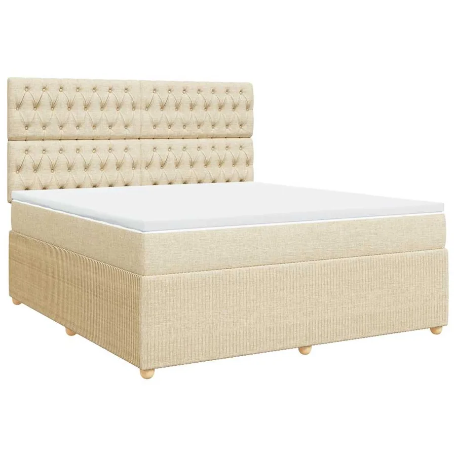 Sommier à lattes de lit avec matelas Crème 180x200 cm Tissu - 2