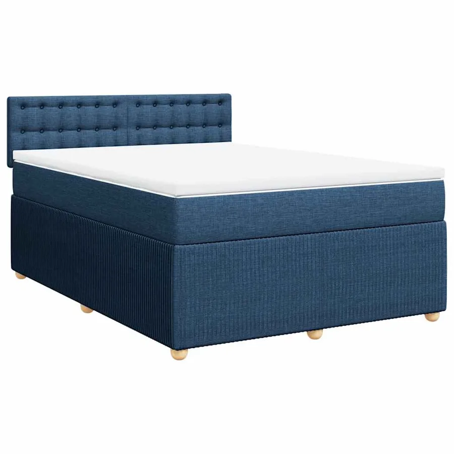 Sommier à lattes de lit avec matelas Bleu 160x200 cm Tissu - 2