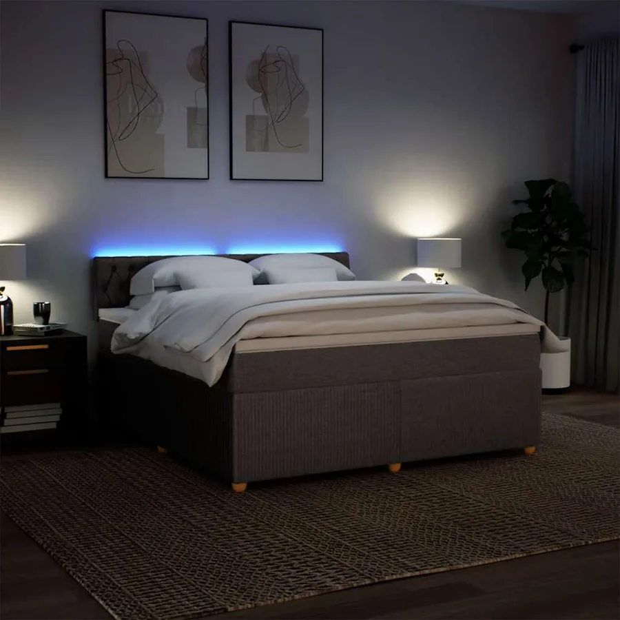 Sommier à lattes de lit avec matelas Taupe 180x200 cm Tissu - 5