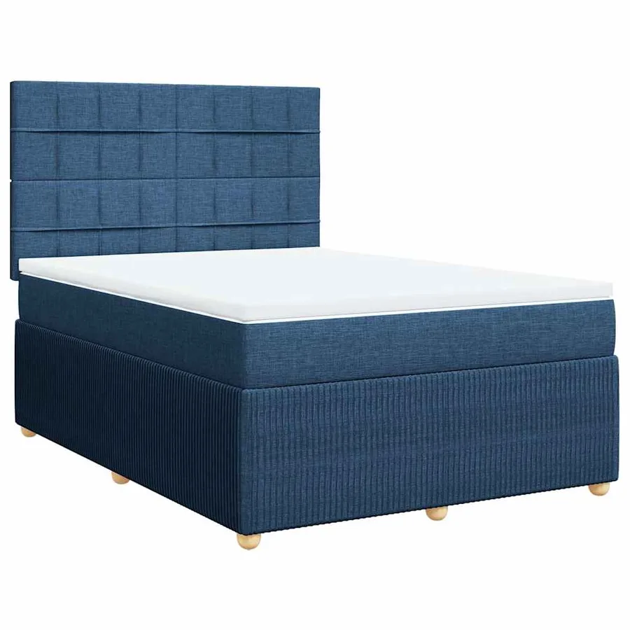 Sommier à lattes de lit avec matelas Bleu 160x200 cm Tissu - 2