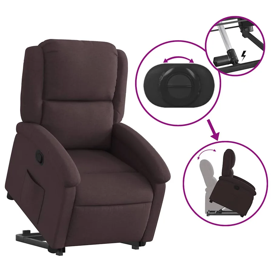 Fauteuil inclinable marron foncé tissu - 6