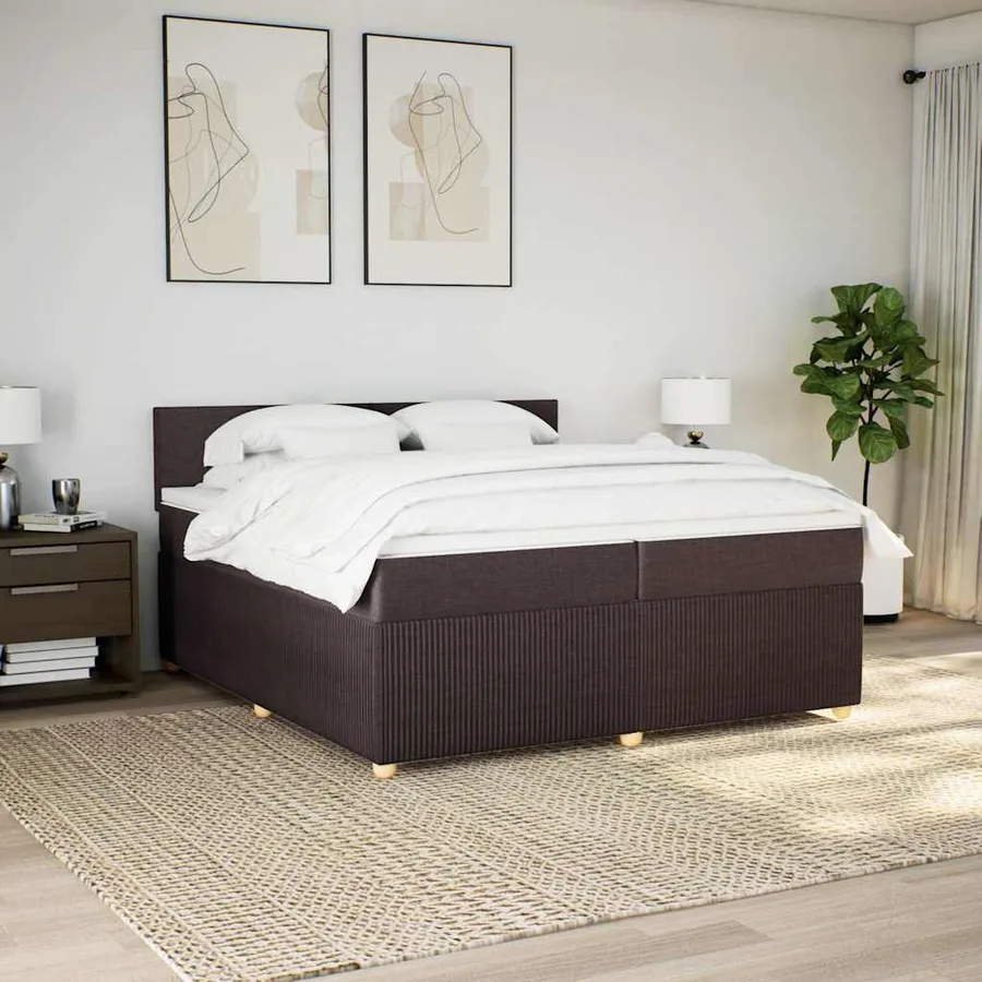 Sommier à lattes de lit avec matelas Marron foncé 200x200 cm - 4