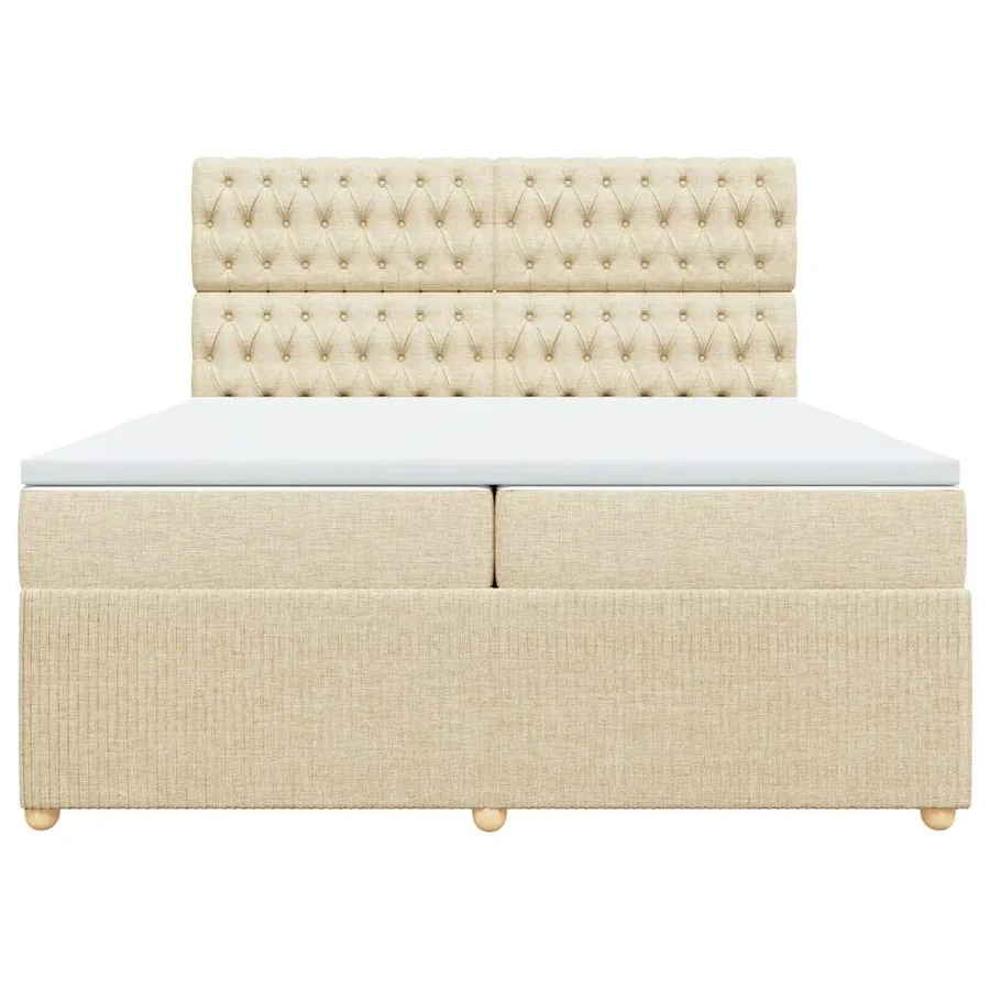 Sommier à lattes de lit avec matelas Crème 200x200 cm Tissu - 6