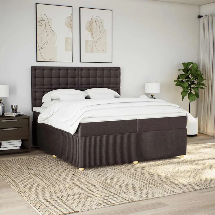 Sommier à lattes de lit avec matelas Marron foncé 200x200 cm - 5
