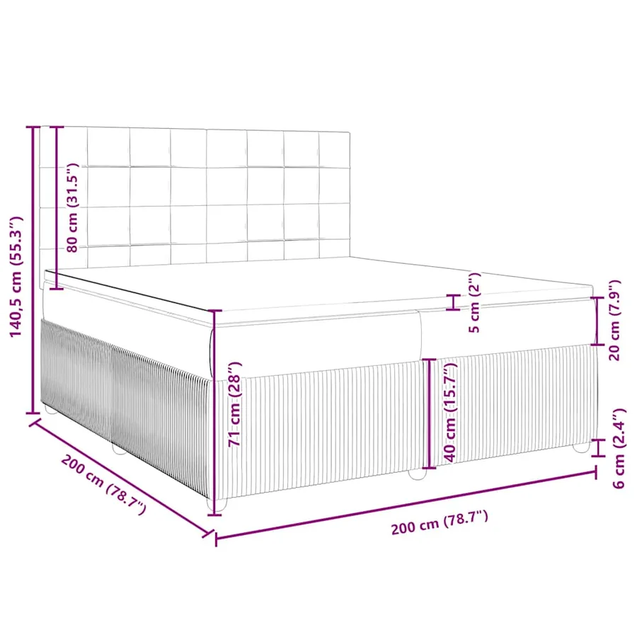 Sommier à lattes de lit avec matelas Crème 200x200 cm Tissu - 18