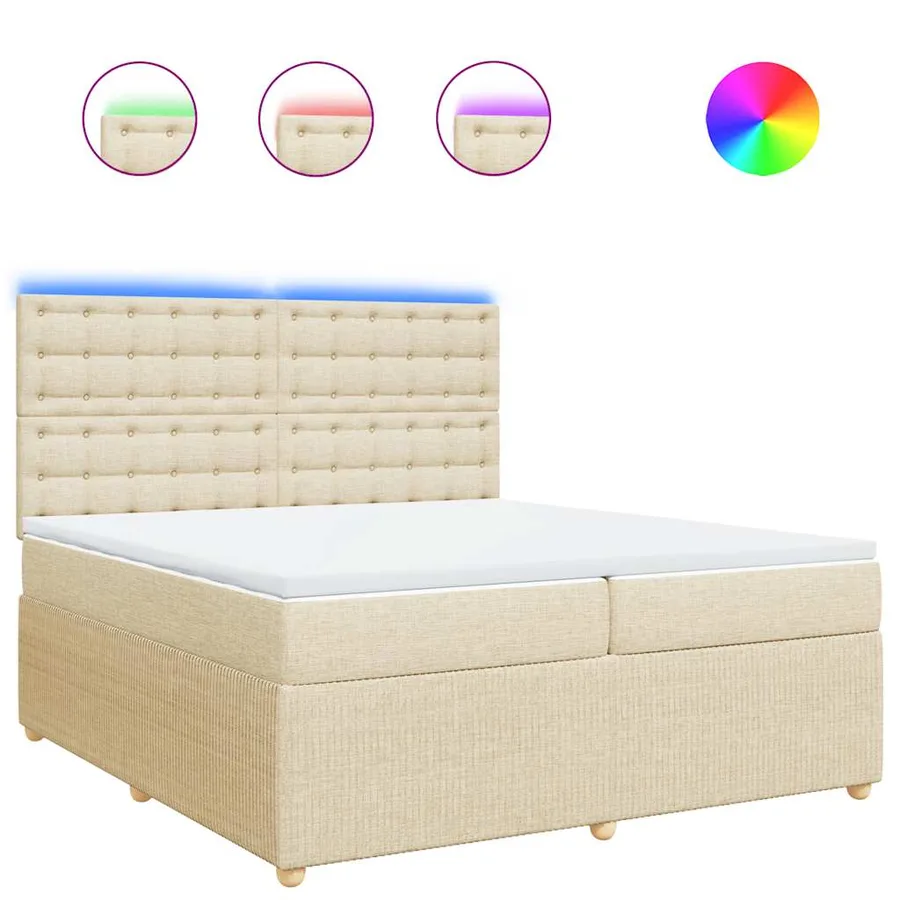 Sommier à lattes de lit avec matelas Crème 200x200 cm Tissu - 2