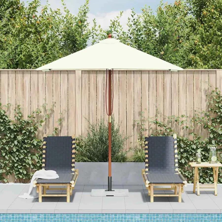 Parasol d'extérieur avec mât en bois 150x200 cm Sable - 3