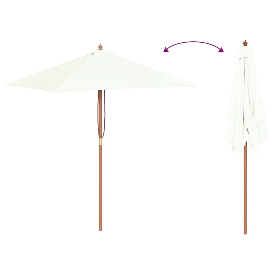 Parasol d'extérieur avec mât en bois 150x200 cm Sable - 6