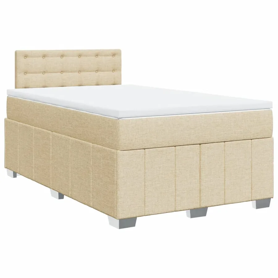 Sommier à lattes de lit avec matelas Crème 120x200 cm Tissu - 3