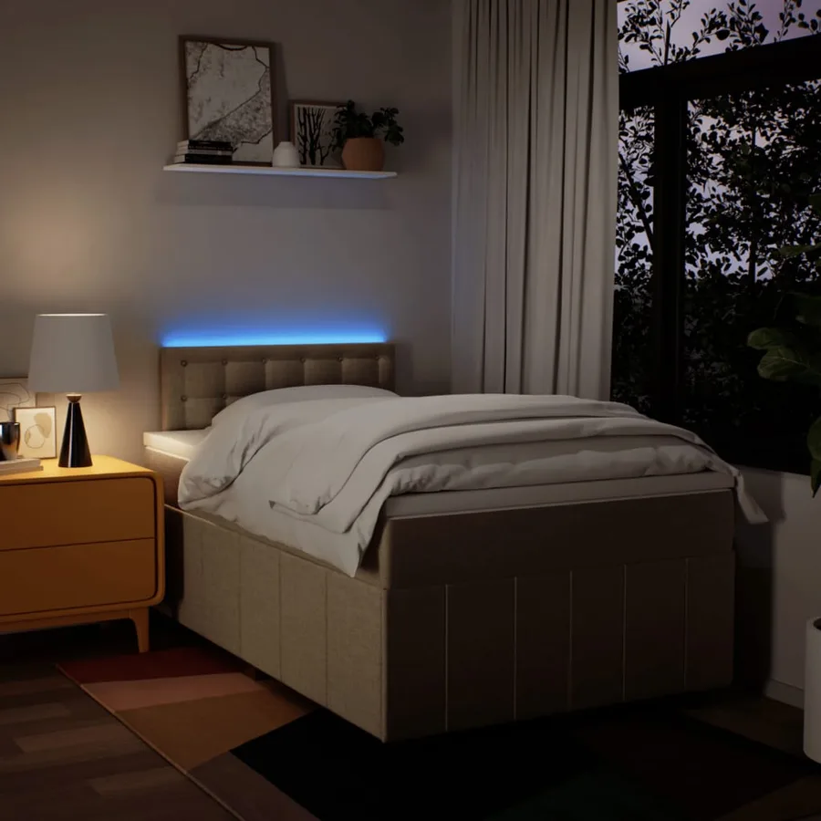 Sommier à lattes de lit avec matelas Crème 120x200 cm Tissu - 5