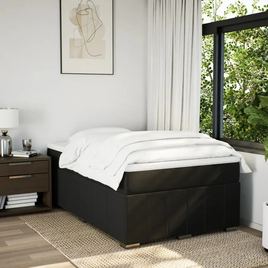 Sommier à lattes de lit avec matelas Noir 120x200 cm Tissu - 3