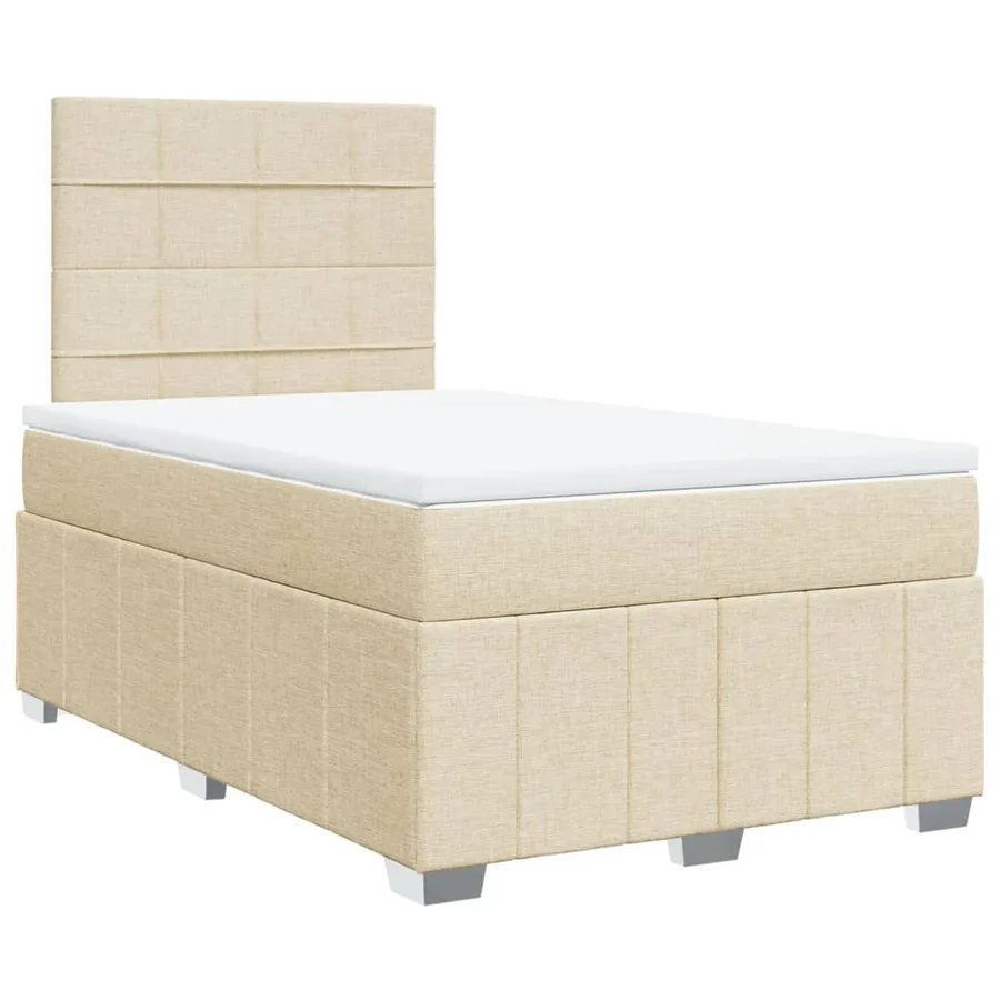 Sommier à lattes de lit avec matelas Crème 120x200 cm Tissu - 2