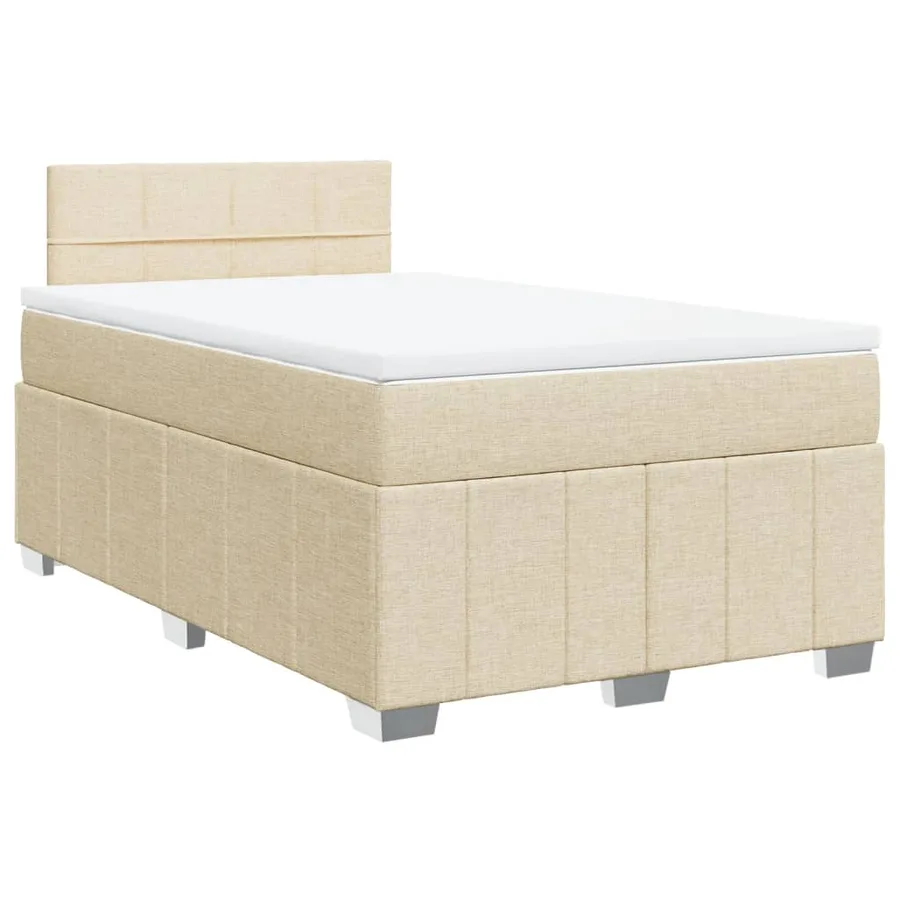 Sommier à lattes de lit avec matelas Crème 120x200 cm Tissu - 3