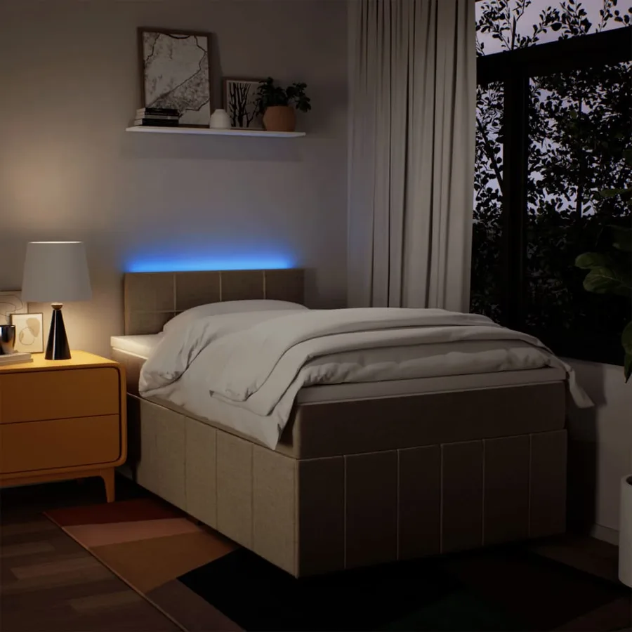 Sommier à lattes de lit avec matelas Crème 120x200 cm Tissu - 5