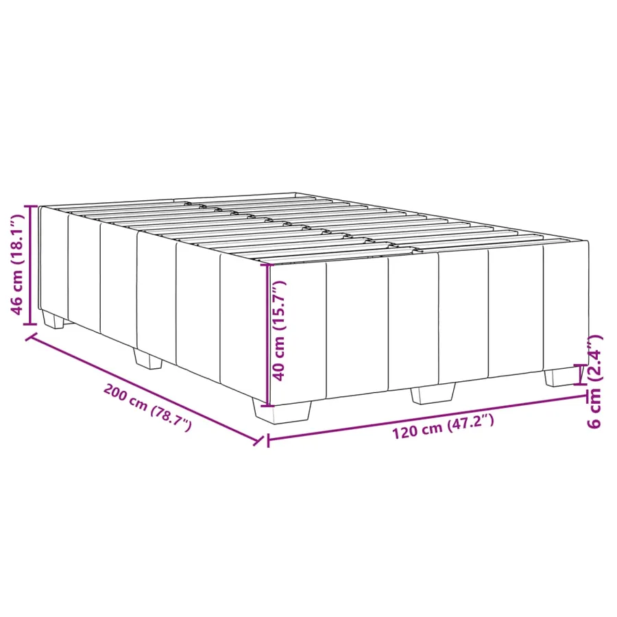 Cadre de lit sans matelas marron foncé 120x200 cm tissu - 9