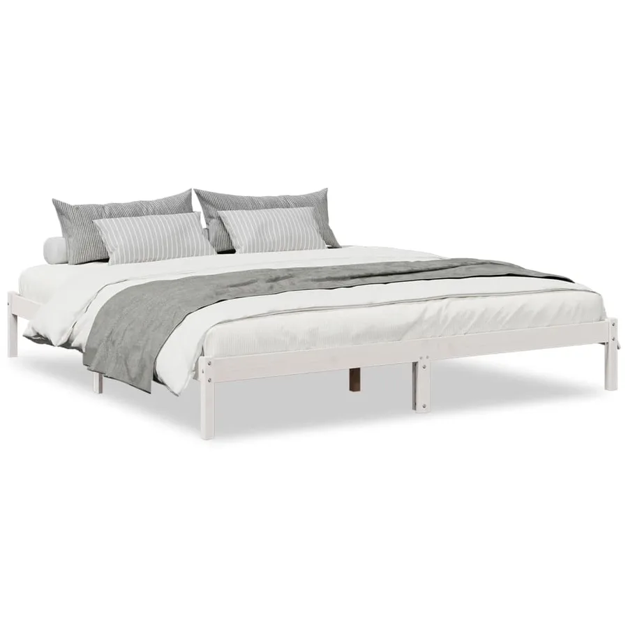 Cadre de lit extra long sans matelas 180x220 cm bois massif pin - 2