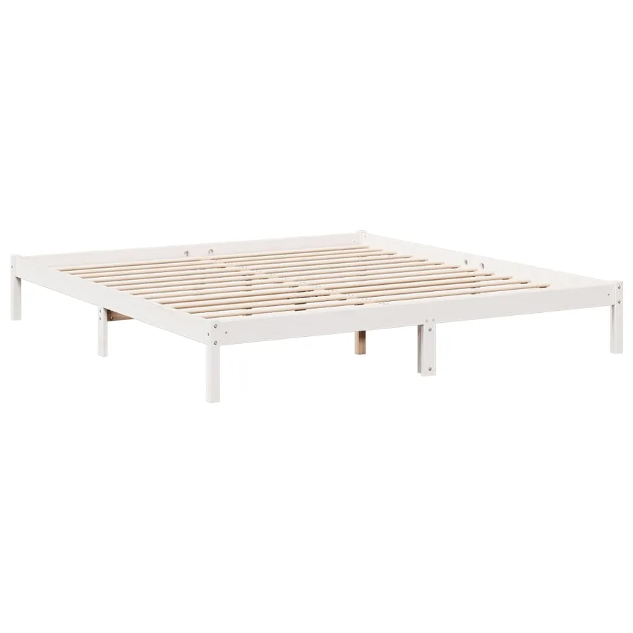 Cadre de lit extra long sans matelas 180x220 cm bois massif pin - 6