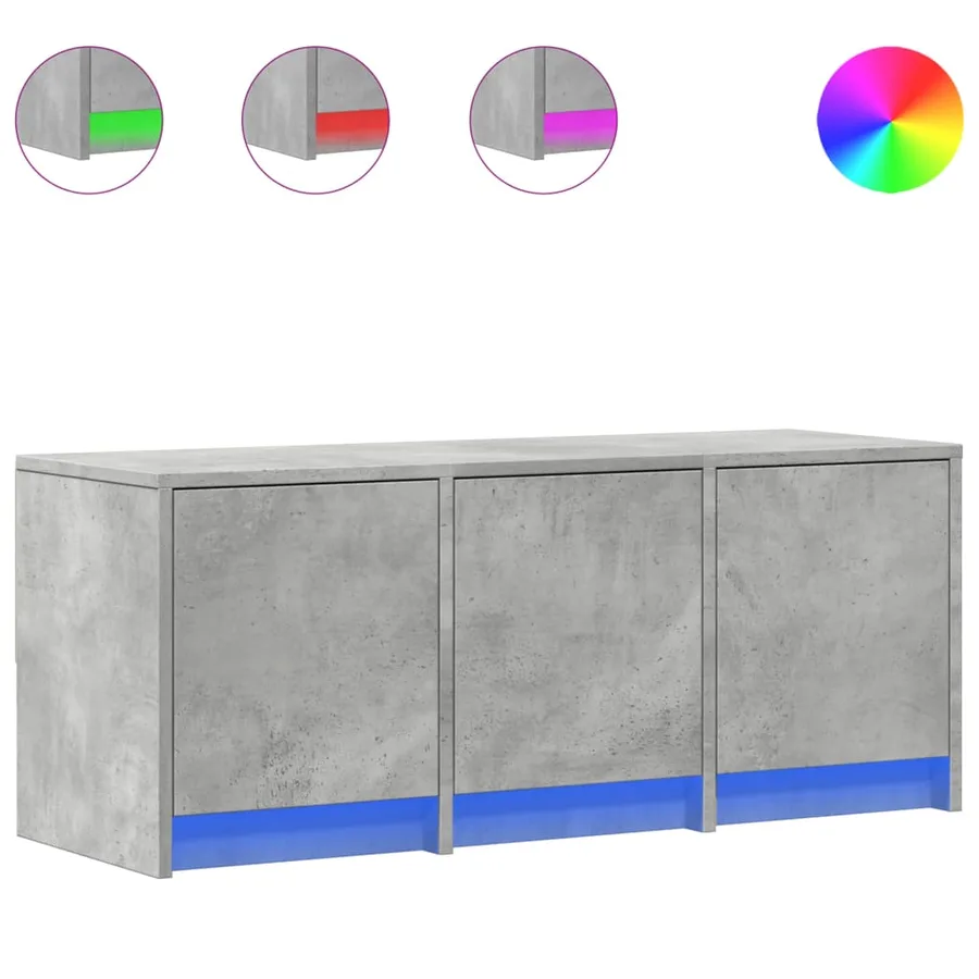 Meuble TV avec LED gris béton 97x34x40 cm bois d'ingénierie - 2