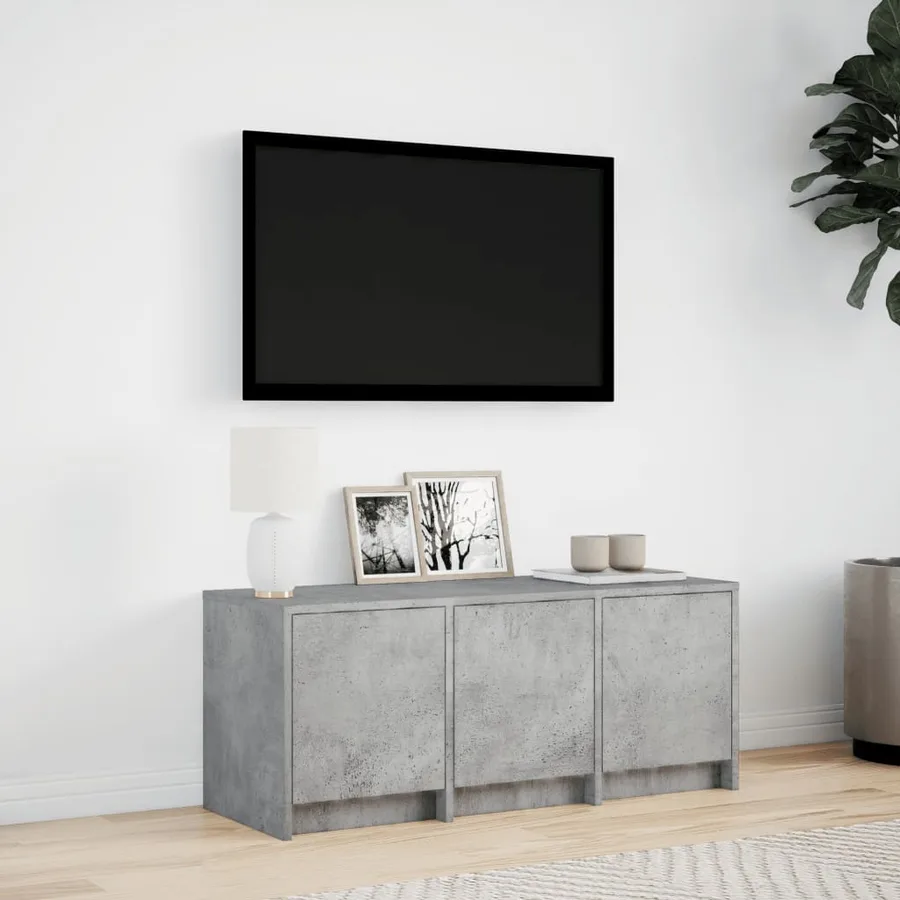 Meuble TV avec LED gris béton 97x34x40 cm bois d'ingénierie - 3