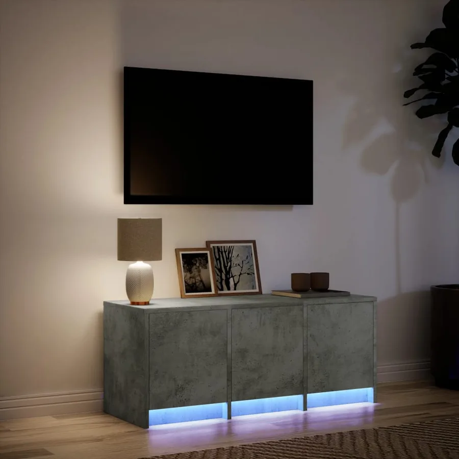 Meuble TV avec LED gris béton 97x34x40 cm bois d'ingénierie - 4