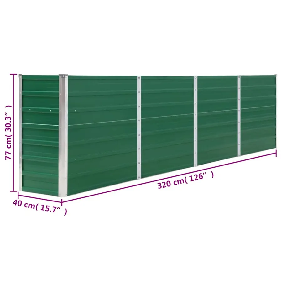 Jardinière 320x40x77 cm Acier galvanisé Vert - 8