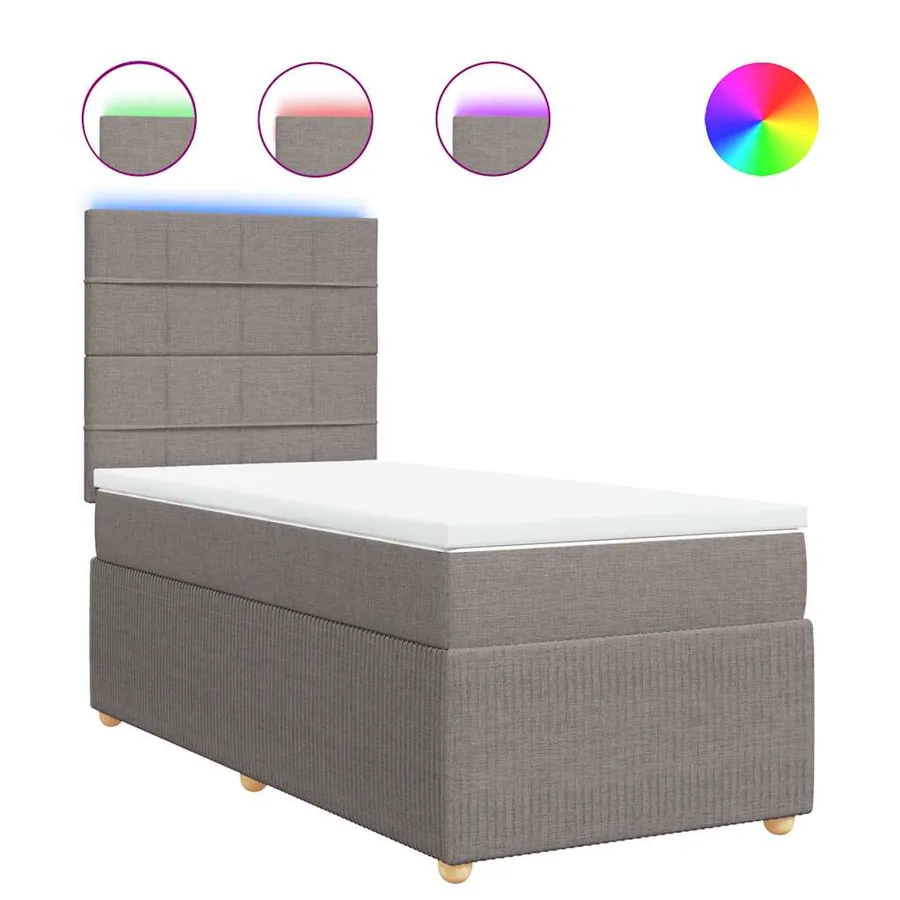 Sommier à lattes de lit avec matelas Taupe 90x200 cm Tissu - 2