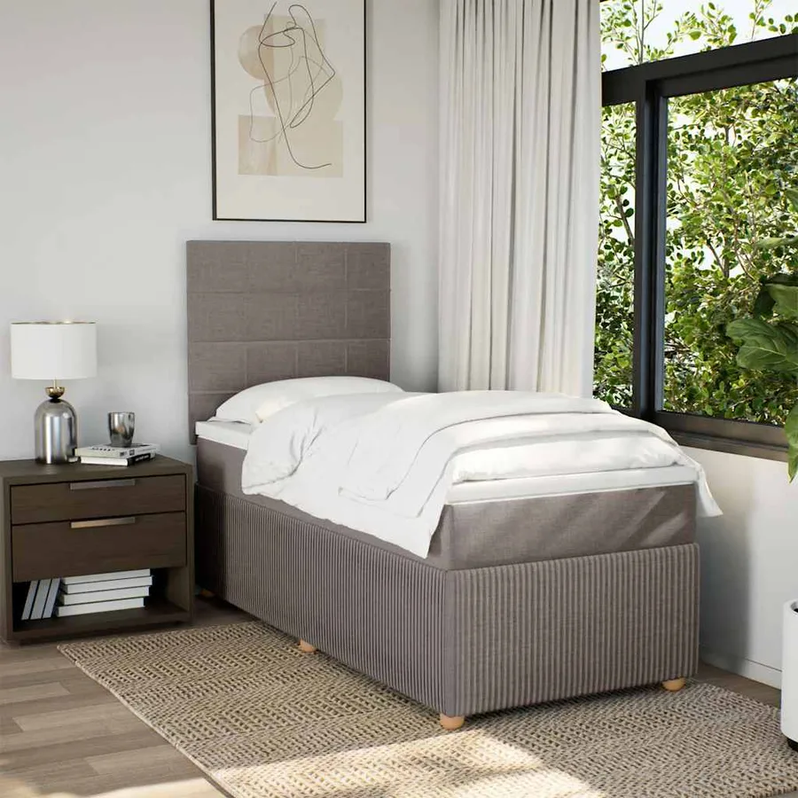 Sommier à lattes de lit avec matelas Taupe 90x200 cm Tissu - 5