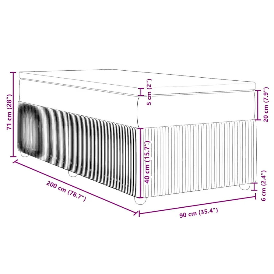 Sommier à lattes de lit avec matelas Taupe 90x200 cm Tissu - 12