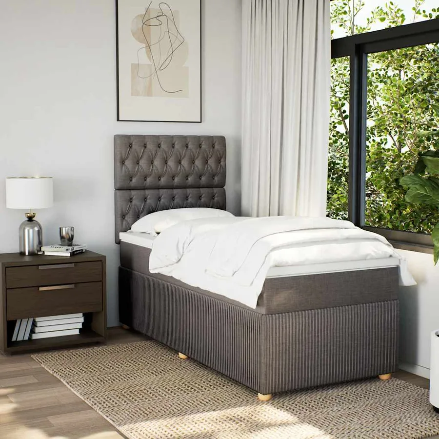 Sommier à lattes de lit avec matelas Taupe 90x200 cm Tissu - 3